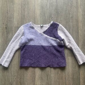J. Jill Lavender and Deep Purple V-Neck Sweater